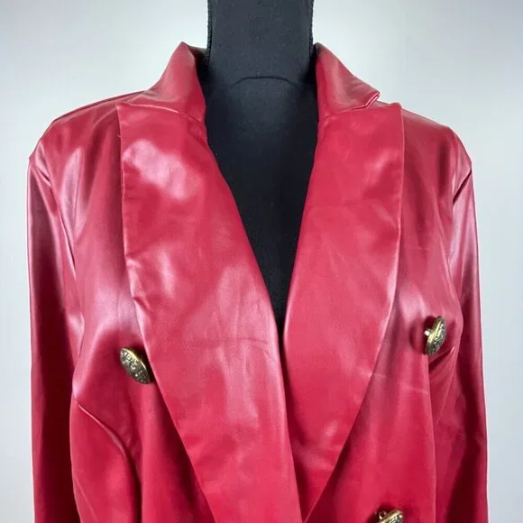 Ashley Stewart Red Faux Leather 2 piece Set Size 18/20 - Picture 3 of 13